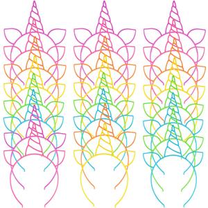 24 Pcs Unicorn Headbands Unicorn Birthday Party Favors,Plastic Hairbands for Girls,Headware Accessories for Party Supplies Gift,Teens Toddlers Children
