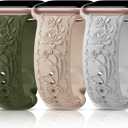3 Packs Floral Engraved Bands Compatible with Apple Watch Band 40mm 41mm 38mm 42mm 44mm 45mm 49mm for Women, Silicone Cute Embossed Rose Apple Watch Band for iWatch Series 11 10 9 8 7 6 5 4 SE Ultra (army green/milk tea /white)