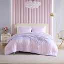 Betsey Johnson - Comforter Set, Super Soft Bedding with Matching Sham & Sheets, Includes Bonus Pillowcase & Reversible Plush Throw (Ombre Purple, Full)