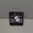 HTBIG Welcome Home Sign Home Decor Desk Decor Wooden Box Sign Rustic Black Wood Block Plaque Box Sign for Women Family Friends Farmhouse Living Room Kitchen Bedroom Shelf Table Decoration