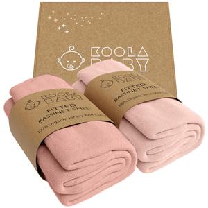 2 Pack Moses Basket Sheets Soft Breathable Cotton Stretchy Sheets for Hourglass Oval Rectangle Crib Mattress (Apricot Caramel Set)Pink