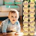 4 x Monthly Baby Milestone -Milestone Cards for Wooden Circles Discs, Photoshoot Props for Baby Boys & Girls, The Baby Essentials for a Newborn Gender-Neutral Baby, 3D Design,7 Pack,Pink, 4 Inch