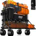 400L Double Decker Wagon Collapsible with 54" L Tailgate, 560lbs Heavy Duty Wagons Carts Foldable, Extra Large Folding Beach Wagon with Big All-Terrain Wheels for Camping, Sports, Groceries, Black