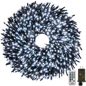 50FT 1000 LED Christmas Cluster Lights, Firecracker String Lights with Remote & 8 Modes & Timer, Waterproof Fairy Twinkle Light Plug in for Indoor Outdoor Party Garden Xmas Tree Decoration, Cool White