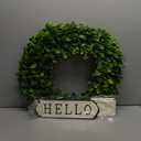 DDHS 20'' Boxwood Wreaths Front Door Artificial Spring Wreath. Wreaths for Front Door Farmhouse Wedding Green Year Round Indoor Outdoor for Summer Wreath St Patricks Day Decorations -(Hello Sign)