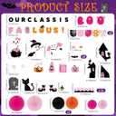 Pasimy 3D Halloween Bulletin Board Decorations Set Halloween Classroom Decor DIY Paper Fans Spooky Ghost Witch Pumpkin Cutouts Fall Border for Trick or Treat Home Office Wall Door Supplies(Classic)