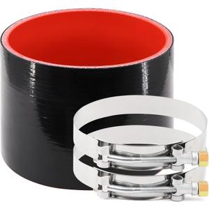 ID 4 Inch(102mm) High Temperature 4-Ply Reinforced Straight Silicone Hose Performance Coupler with 2Pcs T-Bolt Clamps Suitable High Level Turbo Pipe Connecting