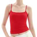 PUMIEY Women's Square Neck Tank Top Adjustable Spaghetti Straps Sleeveless Basic Tops Sharp Collection,S