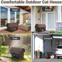  Outdoor Cat House, Extra Large Weatherproof Cat Houses for Outdoor/ Indoor Cats, Warm Feral Cat Shelter with Removable Soft Mat, 3 Windproof Ropes, Big Cat Bed, 20.5" x 17.5" x 16.6" (Brown)
