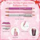 18 Set Breast Cancer Awareness Gifts Glitter Pens Bulk Pink Ribbon Breast Cancer Accessories with No One Fights Alone Cheer Up Cards for Women Survivor Patients Public Charity Events