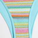 ZAFUL Women's Bandeau Bikini V Strapless Confetti Colorblock Tie Back High Cut Two Piece Swimsuit Bathing Suits (M)