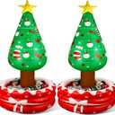 Jetec 2 Pack 4. 17 ft Christmas in July Inflatable Tree Outdoor Decoration Blow up Christmas Tree Cooler Beverage Drinking Cooler Star Treetop Container for Summer Pool Party Indoor Home Garden Lawn