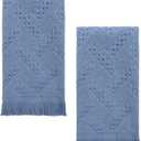 YoulerTex Luxury Decorative Hand Towels Bathroom: 2 Packs 14X30 100% Cotton Turkish Absorbent Soft Face Towel Set for Boho Bathroom Decor Kitchen Hotel Spa Farmhouse Guest Tea Gift (04 Blue, 14"x30")