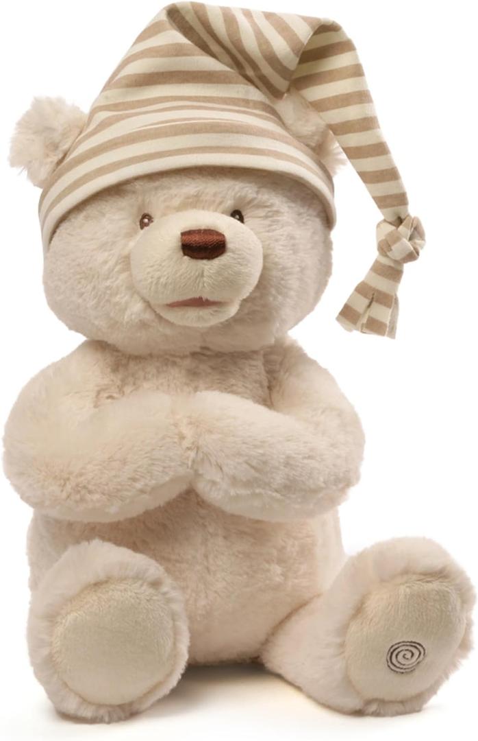 GUND Animated Goodnight Prayer Bear, Spiritual Plush Teddy Bear, Sensory Toy Stuffed Animal for Ages 0 and Up, Tan, 11"