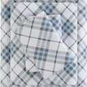 True North by Sleep Philosophy Cozy Flannel Warm 100% Cotton Sheet - Novelty Print Animals Stars Cute Ultra Soft Cold Weather Bedding Set, Twin XL, Blue Plaid 3 Piece