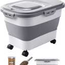 20-23 Lbs Dog Food Storage Container - Collapsible Dog Food Container with Attachable Casters and Scoop,Travel Silicone Bowl, Pet Food Storage Containers to Keep Dry Food Fresh,Easy to Move (Grey)