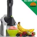 Yonanas Classic Frozen Fruit Soft Serve Maker for Healthy Vegan and Dairy-Free Treats, 200W Silver Machine with 36 Recipes, BPA Free, Easy to Clean, Quick and Simple to Use