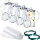 Sublimation Sippy Cup Blank with Handle, 12oz Stainless Steel Sippy Cups, Kids Cups with Straws and Lids Spill Proof Double Wall Vacuum Cup for Children(4 Pack)