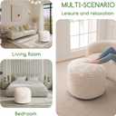 HIGOGOGO Round Stuffed Pouf Ottoman, Stripe Faux Fur Poufs with Foam Chunk Filling, Furry and Fluffy Pouf Foot Stool Storage Ottoman, 20 X 15 Floor Poufs Foot Rest for Living Room, Beige