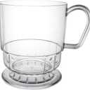 Party Essentials 8-Ounce Hard Plastic Tea Mugs/Coffee Cups with Handles, 40-Count, Deluxe Clear