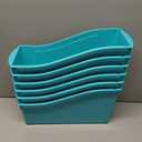 Storex Large Book Bin, Interlocking Plastic Organizer for Home, Office and Classroom, Teal, 6-Pack (71120U06C)