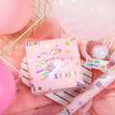 2 x LeZakaa Pink Unicorn Birthday Wrapping Paper Roll for Girls Women, Have a Magical Birthday & Rainbow, Stars, Gold Foil Design for Baby Girl, Baby Shower, Mini Roll, 17 inches x 16.4 Feet
