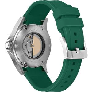 Kai Tian 18mm 20mm 22mm 24mm Curved Ends Silicone Watch Band, Premium Soft Silicone Adjustable Black Watch Bands Replacement Rubber Watch Strap for Women Men (Green)