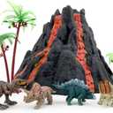 Enjoyin Volcano Dinosaur Playset Including 4 Dinosaurs and 2 Trees Volcano Dinosaur Toys for Kids