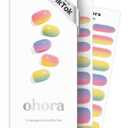 Ohora Semi Cured Gel Nail Strips (N Pastel) - Yellow, Ombre, Works with Any UV/LED Lamps, Salon-Quality, Long Lasting, Easy to Apply & Remove - Includes 2 Prep Pads, Nail File & Wooden Stick