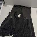 Women's Gothic Pants Lace Flare Leggings High Waist Mesh Bell Bottom Y2K Goth Grunge Patchwork Pants (Medium, Black)