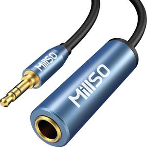 MillSO 1/4 to 3.5mm Headphone Adapter, TRS 6.35mm Female to 3.5mm Male 1/8 to 1/4 Stereo Audio Adapter for Amplifiers, Guitar, Piano, Home Theater Devices to Phone, Laptop, Headphones - 12inch/30cm (Blue)
