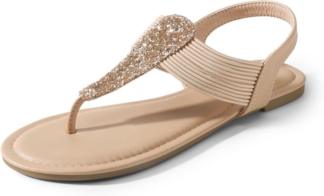 DREAM PAIRS Women's Elastic Strappy String Thong Ankle Strap Summer Gladiator Sandals, Size 11