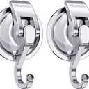 Heavy Duty Vacuum Suction Cup Hooks (2Pack) Specialized for Kitchen&Bathroom&Restroom Organization, by iRomic (Silver)