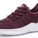 Womens Walking Tennis Shoes - Slip On Memory Foam Lightweight Casual Sneakers for Gym Travel Work (6.5, 1803winered)