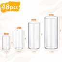 48 Pack Glass Cylinder Vases 4,6,8,10 Inch Tall Clear Flower Vase Hurricane Floating Candle Holder for Table Centerpiece Wedding Home Decor