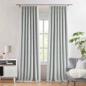 WEST LAKE Chenille Pinch Pleated 95% Blackout Curtain Panels for Bedroom,Silver Grey Triple Weave Textured Heavy Drapes with Microfiber Lining,Vintage Window Treatment,Back Tabs,40" Wx90 L,Pack of 2
