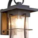 Outdoor Wall Sconces Light Fixtures Exterior Wall Lantern Outside House Lamps Waterproof Black Metal with Clear Seeded Glass, Perfect for Exterior Porch Patio House
