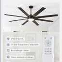 Fanbulous 65 Inch Ceiling Fans with Lights and Remote, Black Indoor/Outdoor Ceiling Fan with Quiet Reversible DC Motor, 6 Speeds, 3CCT, 8 Blades Large Ceiling Fan for Living Room Bedroom Patio