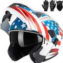 Modular Flip up Motorcycle Helmets for Men Women, DOT Approved | Dual Visor Full Face Helmet for Adult Ebike Moto ATV UTV Snowmobile ADV Cruiser Four Wheeler Street Bike with Gloves Mask