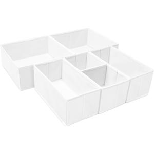 Criusia 6 Pack Clothes Drawer Organizer, Fabric Foldable Closet Dresser Drawer Organizer for Clothing, Bra Sock Underwear Drawer Organizer for Nursery Dorm Bedroom Organization (6 Bins, White)