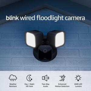 Blink Wired Floodlight Camera - Smart security camera, 2600 lumens, HD live view, enhanced motion detection, built-in siren, Works with Alexa  1 camera (Black)