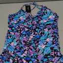 Ocean Blues Women's Retro Tankini Swimsuit Shirring Tummy Control Tankini Top Only (Medium, Multi Floral)