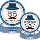 QZYL 30 Sets Fathers Day Decorations for Party Tableware Set, Round Happy Fathers Day Paper Plates, Best Dad Day Celebration Supply, Disposable 7" Dessert Plate and 9" Dinner Plate for Father Day