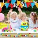 HunnmingRe 5 Pcs Cartoon Birthday Party Decorations 9.8 ft Baby Shower Decorations Happy Birthday Banner Tassel Triangle Flags Banners Felt Pom Pom Balls Garland for Holiday Outdoor Indoor Tree