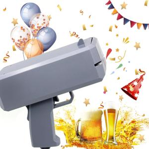 Money Gun (Gray), Dollar Gun,Make It Rain Money Spray Gun for Birthday Wedding Party, Night Club with 100 PCS