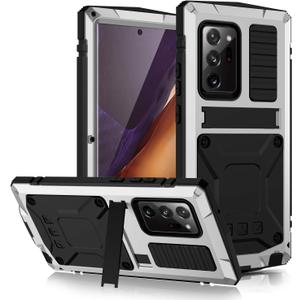 CHENXI for Samsung Galaxy Note 20 Ultra Case, Aluminum Metal Gorilla Glass Waterproof Shockproof Military Heavy Duty Sturdy Protector Cover Hard Case for Samsung Galaxy Note 20 Ultra (Silver)