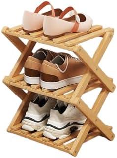 YYW Bamboo Shoe Rack for Entryway, Free Standing Shoe Racks Shelf Closet, Widen Foldable Vertical Shoe Storage Organizer for Living Room