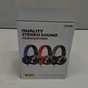 AC01 Over-Ear Headphones Wired, Passive Noise Isolating Corded Stereo Headsets with Mic Volume Control for Adults Teens 3.5mm for Chromebooks, Laptop, Computer, Tablets, Travel (Black Blue)