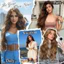 BARSDAR Beach Wavy Brown Clip in Hair Extensions 20 Inch 6PCS Thick Soft Synthetic Hairpieces, Full Head Clip in Hair Extensions for Women Long Voluminous Easy Wear Daily Party - Brown