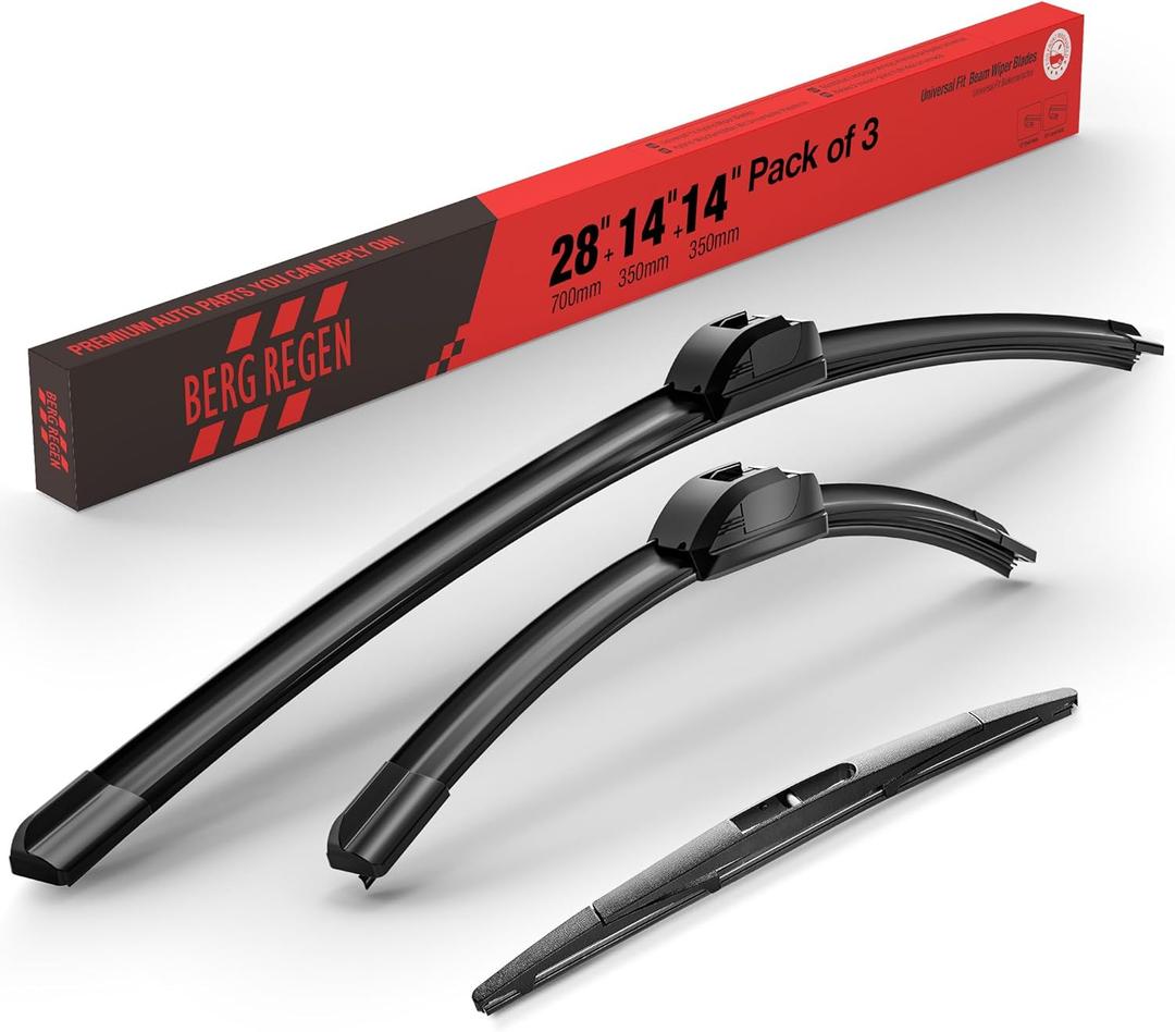 BERG REGEN 28"+14" Windshield Wiper Blades with 14" Rear Automotive Replacement Set for Honda Fit 2020 2019 2018 2017 2016 2015 2014 2013 2012 2011 2010 2009  Genuine OEM Quality (Set of 3)